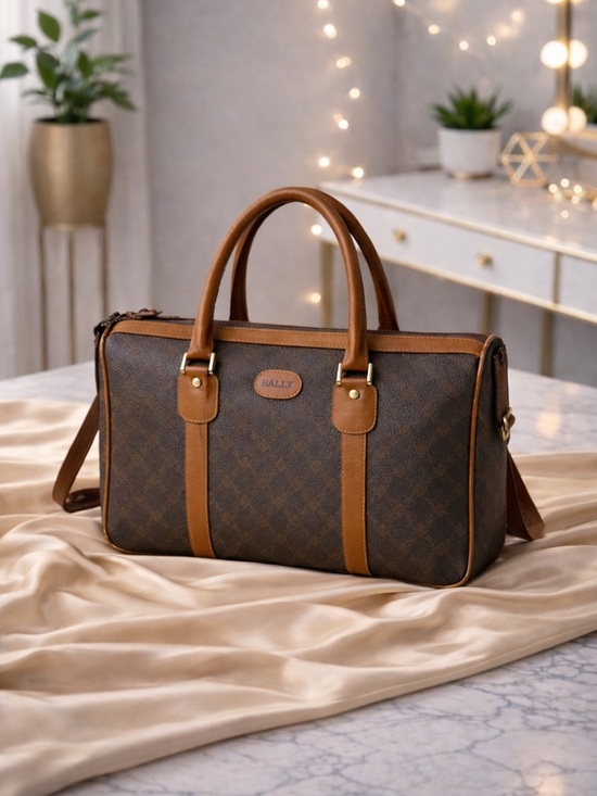 Bally Handbags - Bally Two-Tone Brown Leather Boston Bag